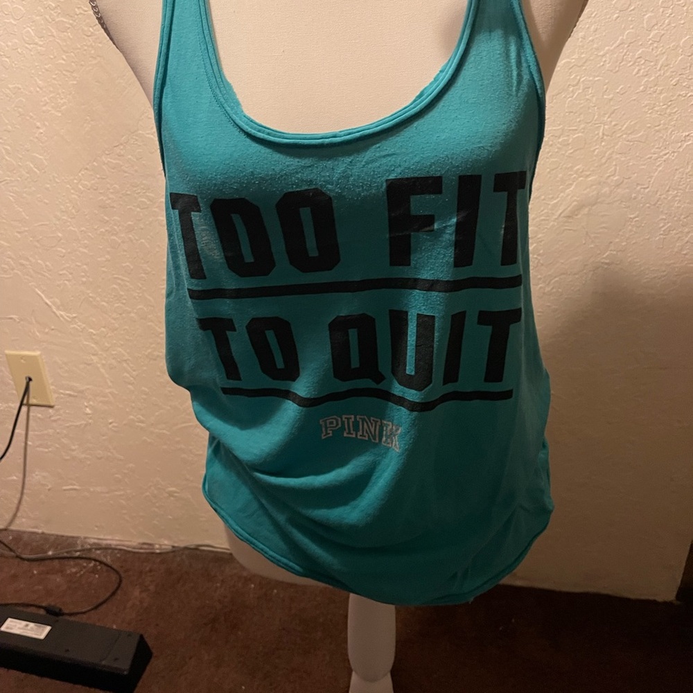 PINK Victoria's Secret Teal Tank Top - Too Fit to Quit